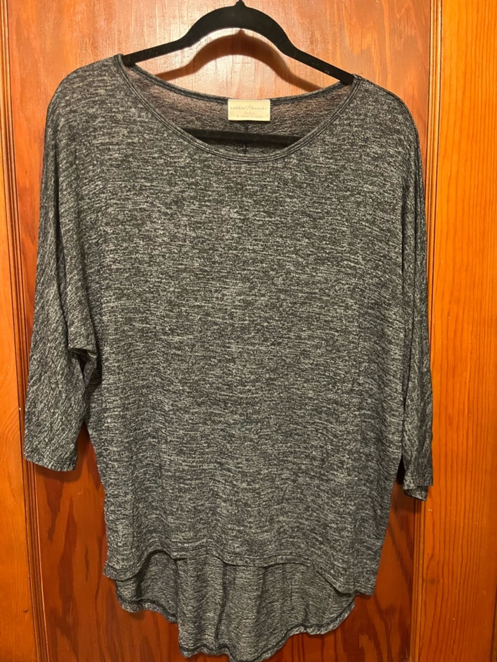 Bobbie Brooks Heathered Gray Scoop Neck Knit Top